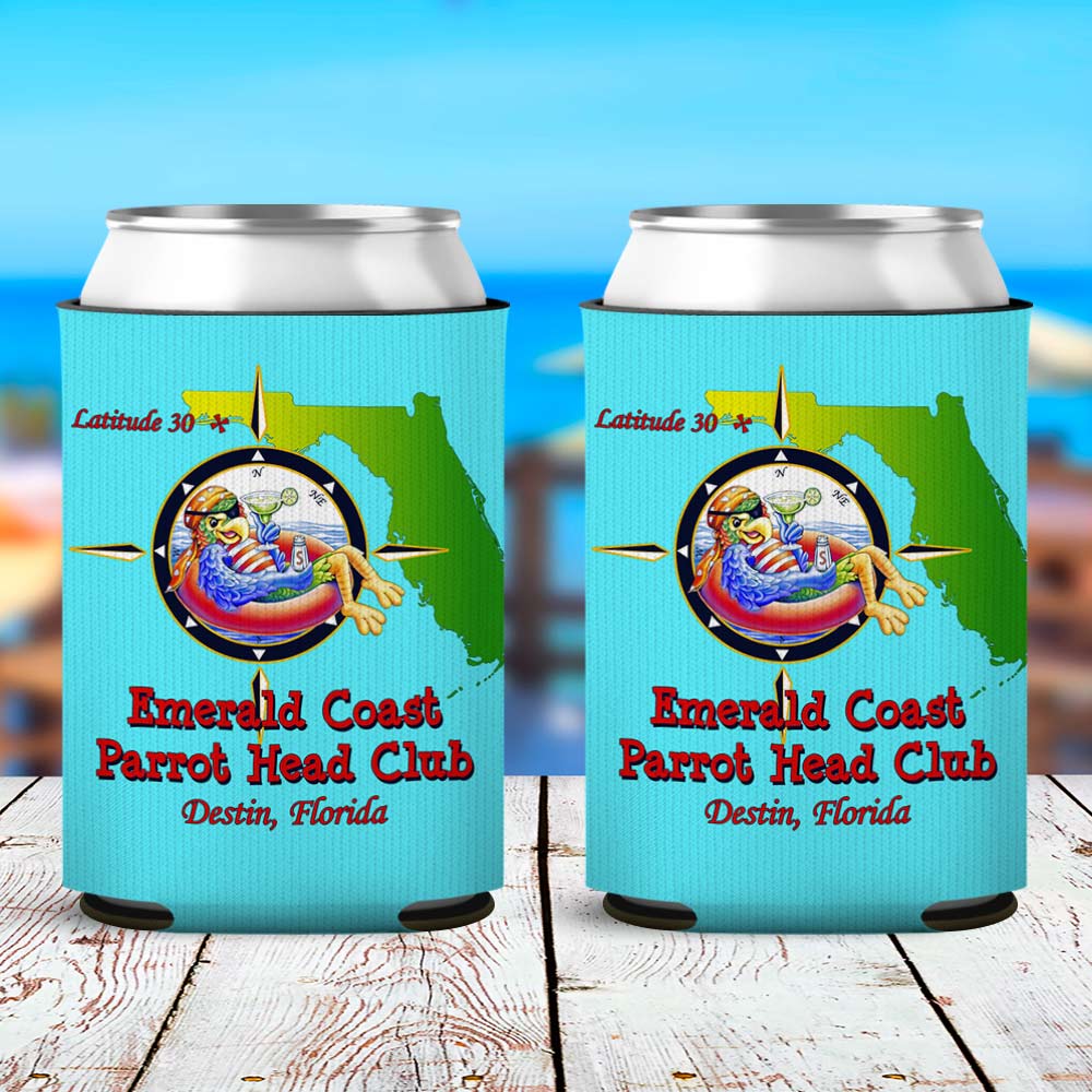 Emerald Coast Parrot Head Club Neoprene Can Cooler 2 Pack