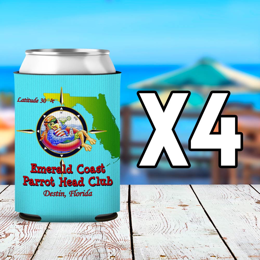 Emerald Coast Parrot Head Club Neoprene Can Cooler 4 Pack
