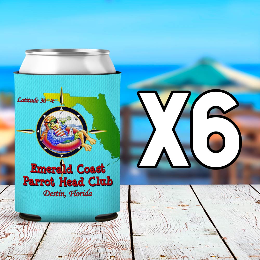 Emerald Coast Parrot Head Club Neoprene Can Cooler 6 Pack