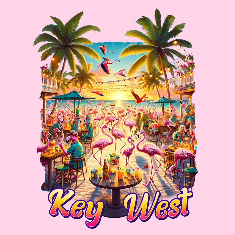 Women's Key West Flamingo Party V-Neck T-Shirt 
