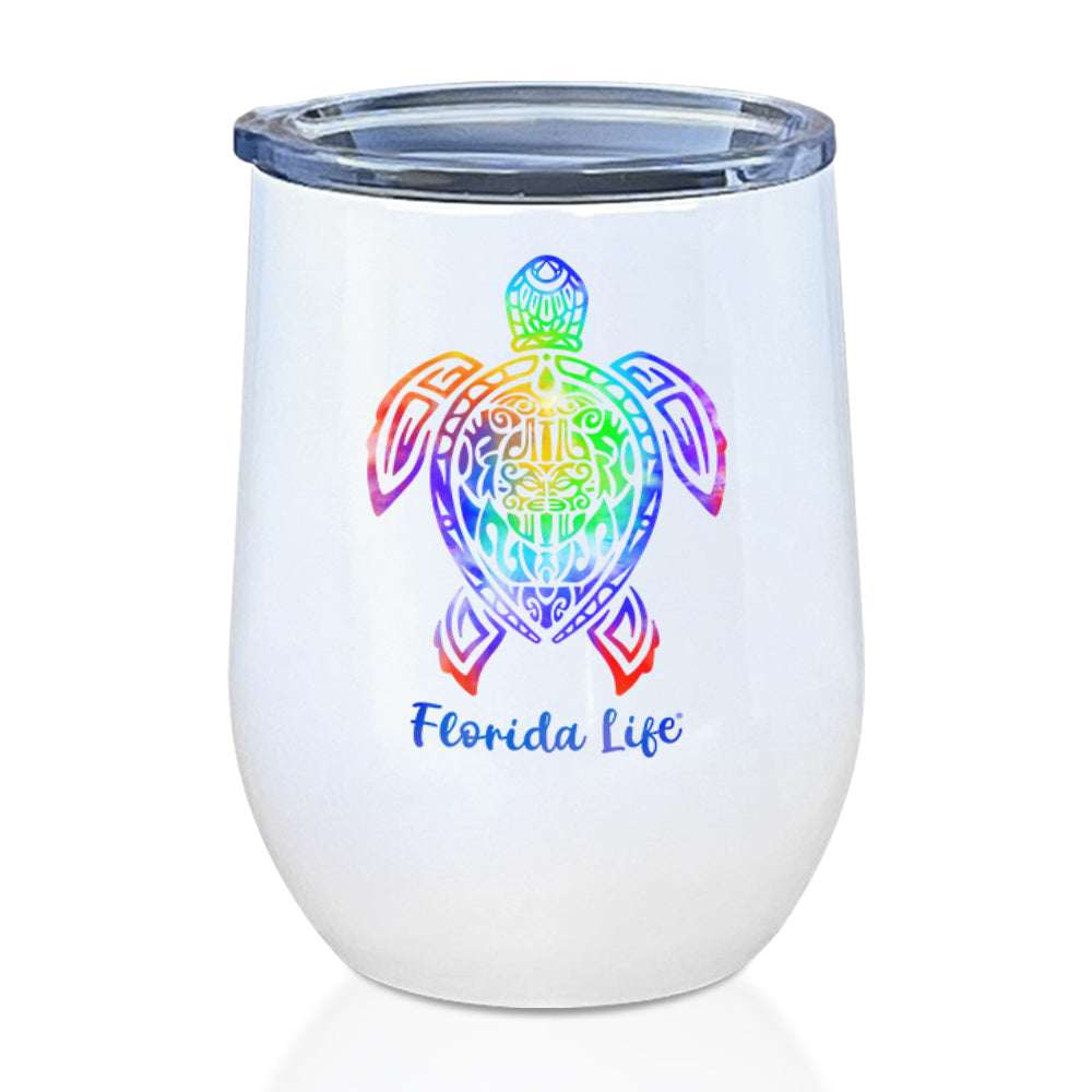 Florida Life Tribal Turtle 12oz Tumbler. Insulated to help keep your drinks colder. 