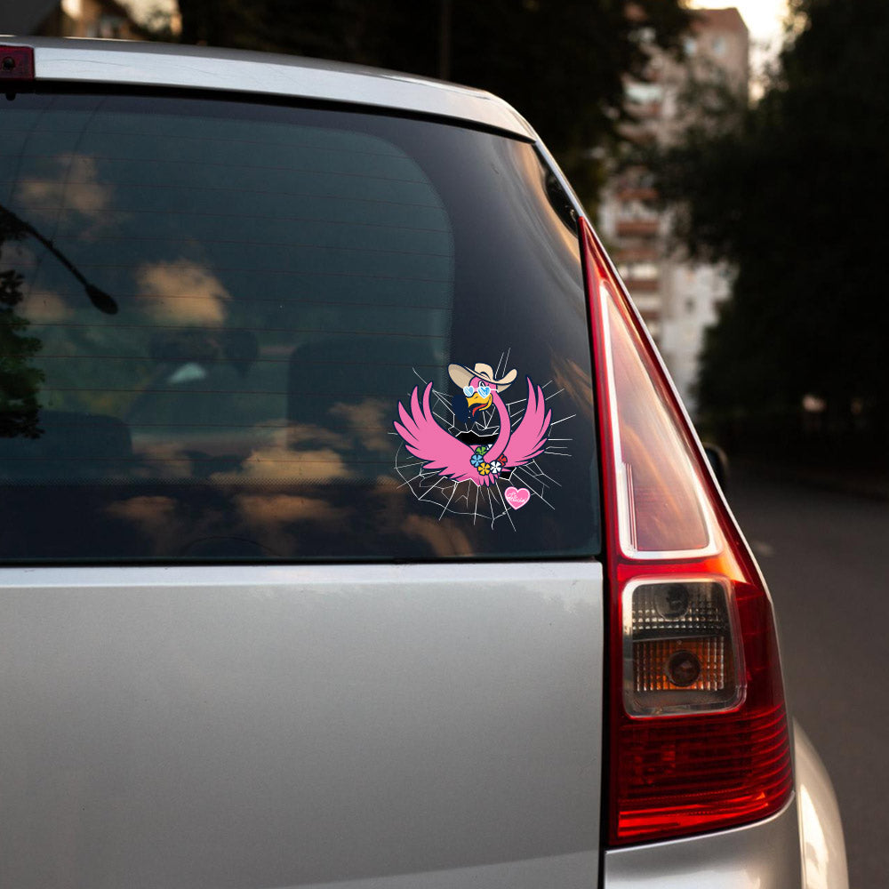 Funny Flamingo Car Sticker featuring Felicia The Flamingo