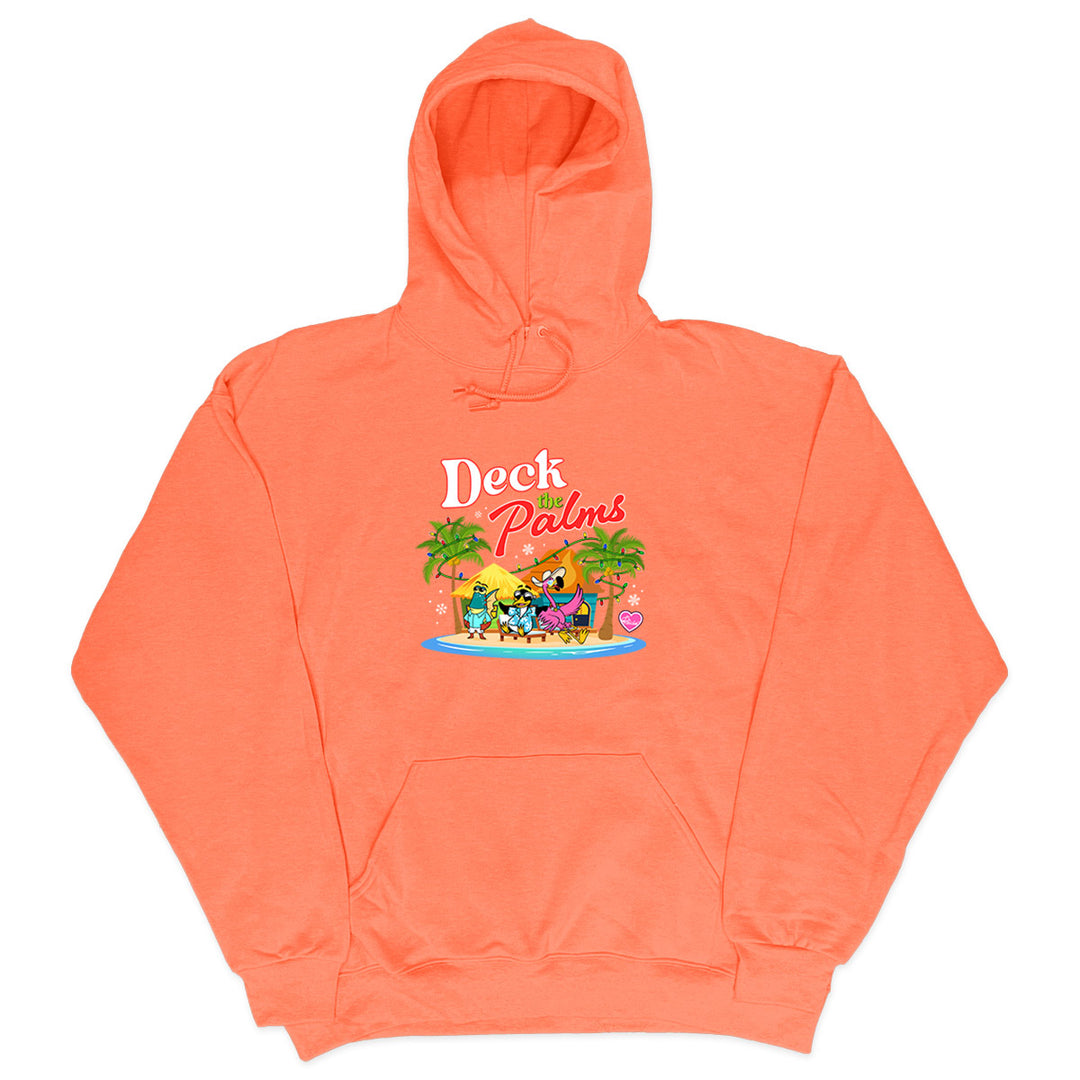 Felicia The Flamingo's Deck the Palms Soft Style Pullover Hoodie Heather Coral