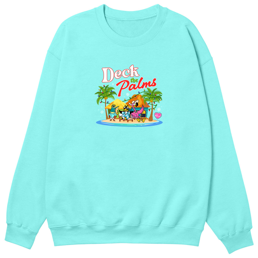 Felicia The Flamingo's Deck the Palms Sweatshirt Cool Mint