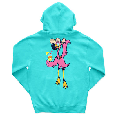 Felicia The Flamingo Hanging Around Soft Style Pullover Hoodie Scuba Blue