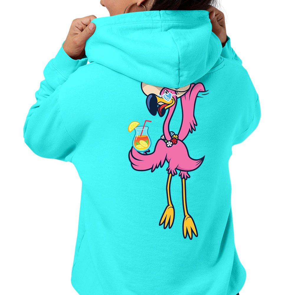 Felicia The Flamingo Hanging Around Soft Style Pullover Hoodie Scuba Blue