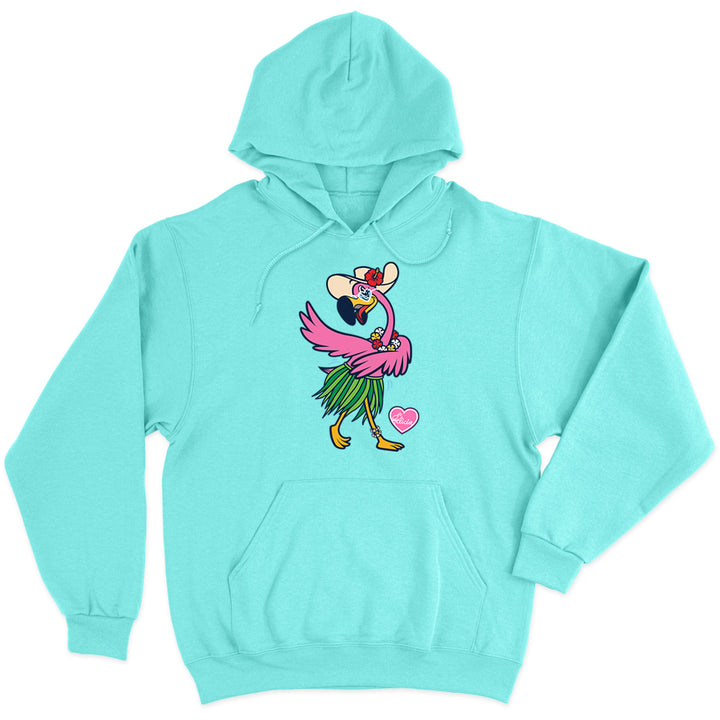 Felicia The Flamingo Hula Ways Soft Style Pullover Hoodie Cool Mint