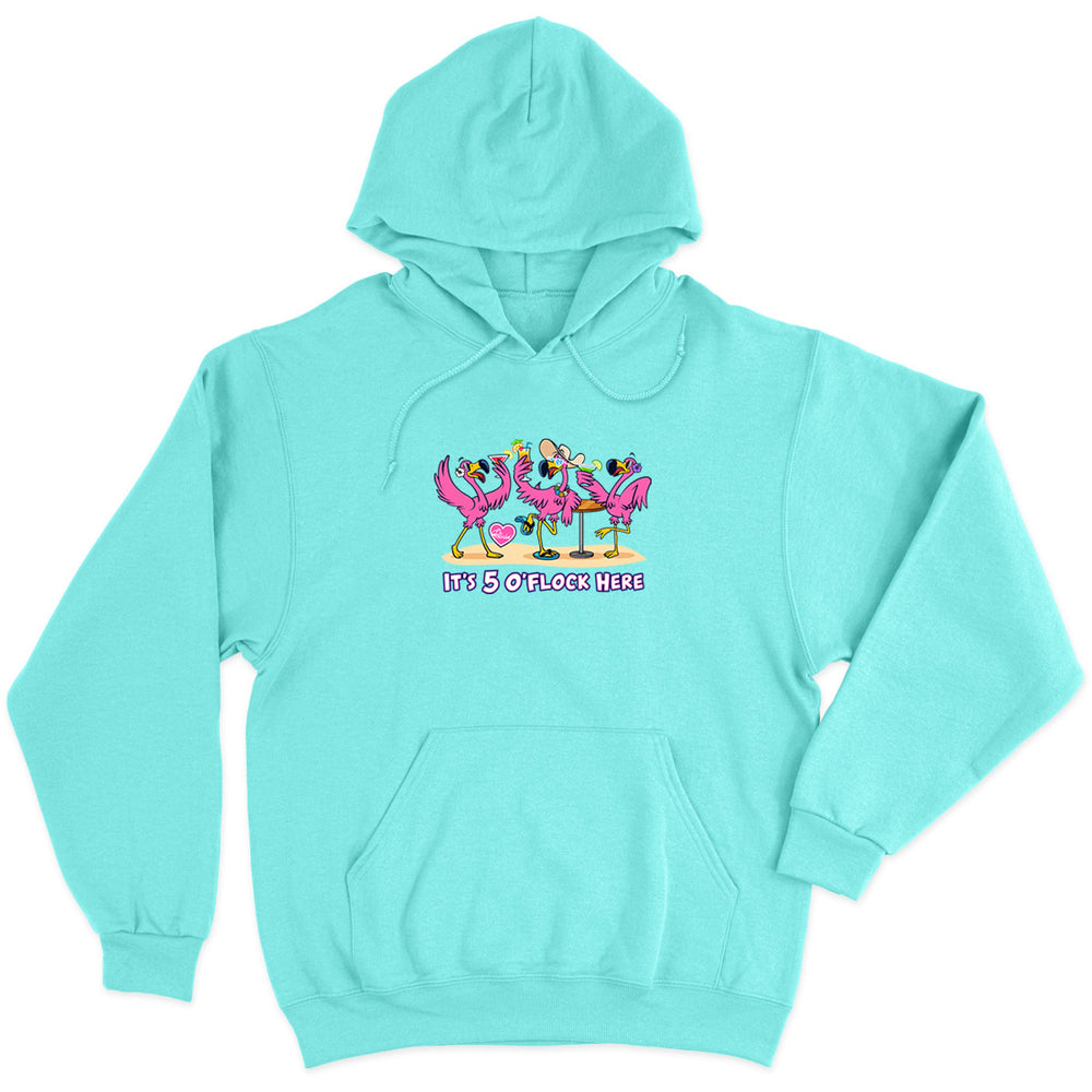 Felicia The Flamingo It's 5 O'Flock Soft Style Pullover Hoodie Cool Mint