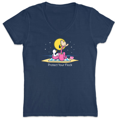 Women's Protect Your Flock V-Neck T-Shirt Navy