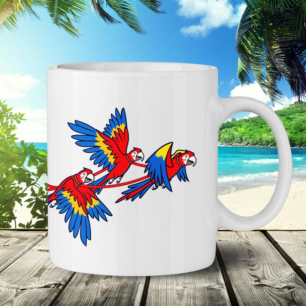 Felicia's Parrot Express 11oz Ceramic Mug with parrots