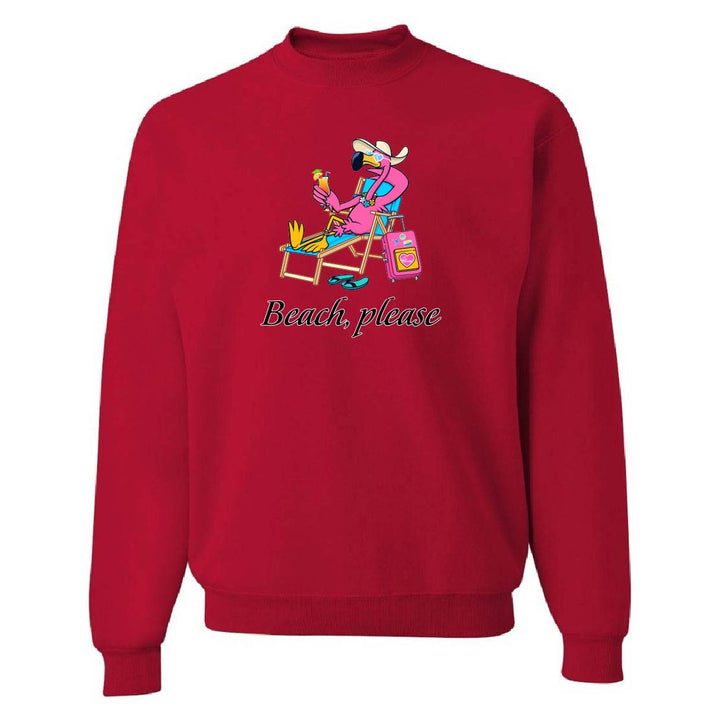 Red sweatshirt with a cartoon character on a white background