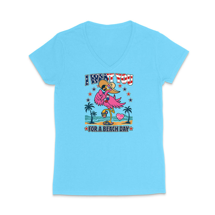 Light blue t-shirt with a colorful graphic design on a white background