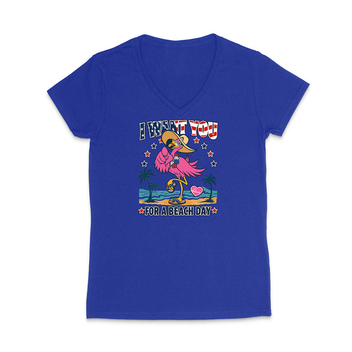 Blue t-shirt with a colorful graphic and text on a white background