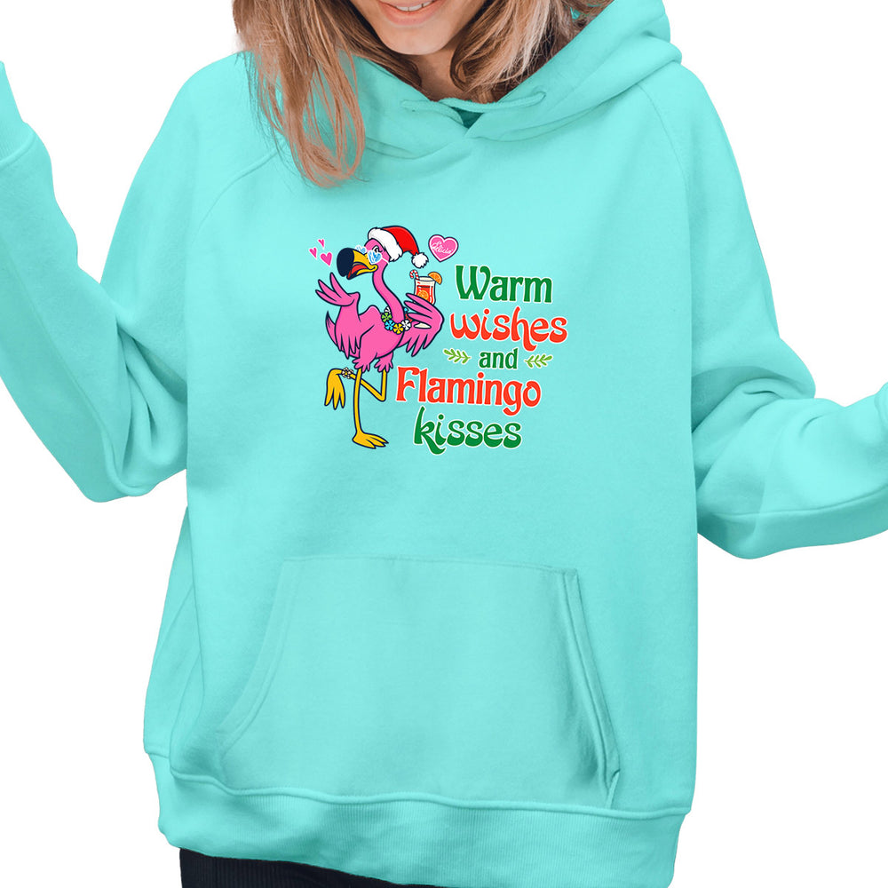 Warm Wishes and Flamingo Kisses Soft Style Pullover Hoodie Cool Mint