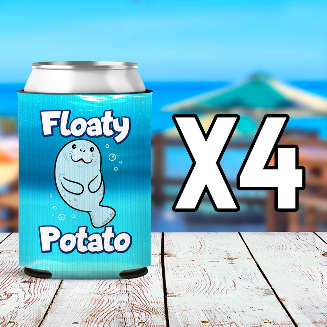 Floaty Potato Manatee Can Cooler Sleeve 4 pack