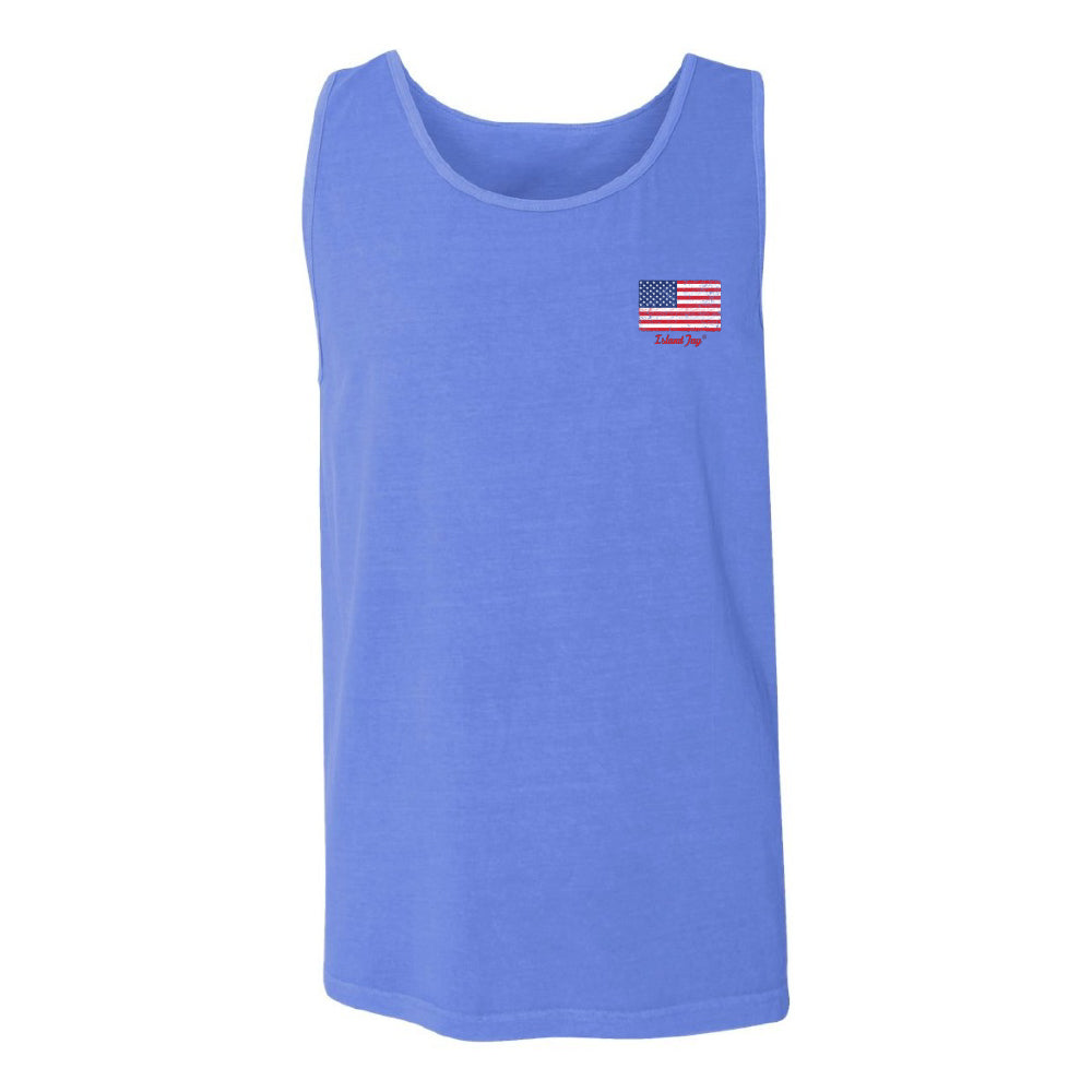 tank top with USA Flag with Island Jay Logo below it