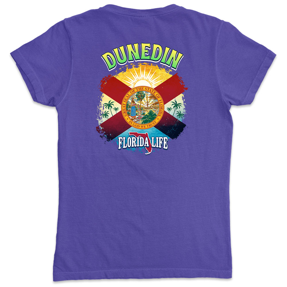 Women's Dunedin Florida State Flag V-Neck T-Shirt