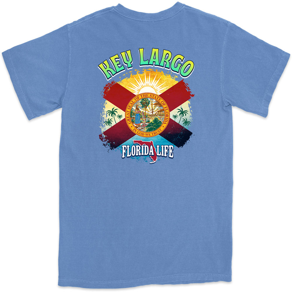 Key Largo Florida State Flag T-Shirt Flo Blue 
