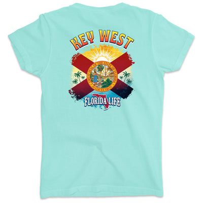 Women's Key West Florida State Flag V-Neck T-Shirt