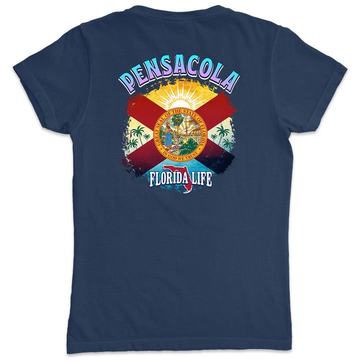 Women's Pensacola Florida State Flag V-Neck T-Shirt