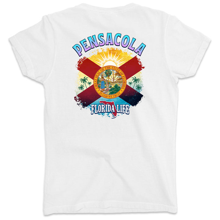 Women's Pensacola Florida State Flag V-Neck T-Shirt