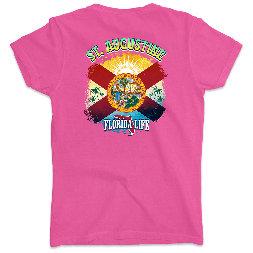 Women's St. Augustine Florida State Flag V-Neck T-Shirt