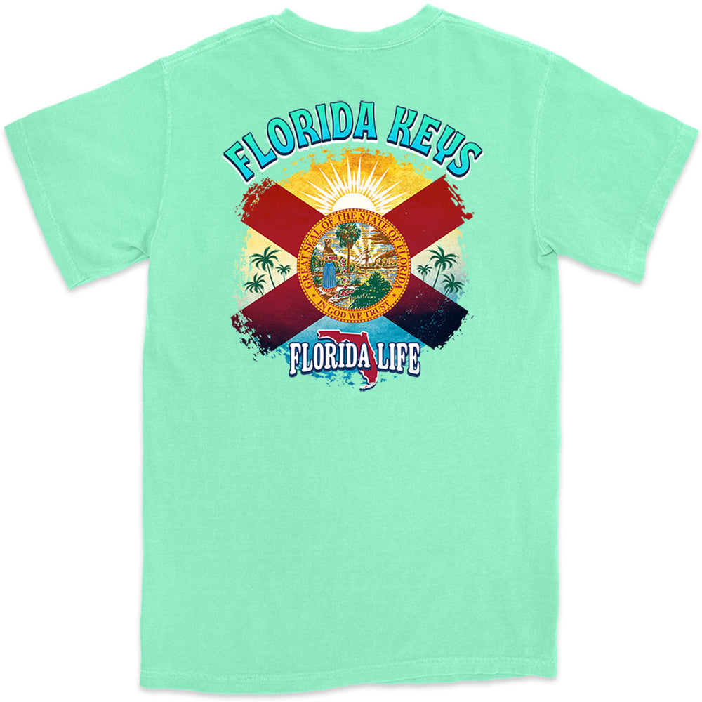 Florida Keys Florida State Flag T-Shirt Island Reef Green