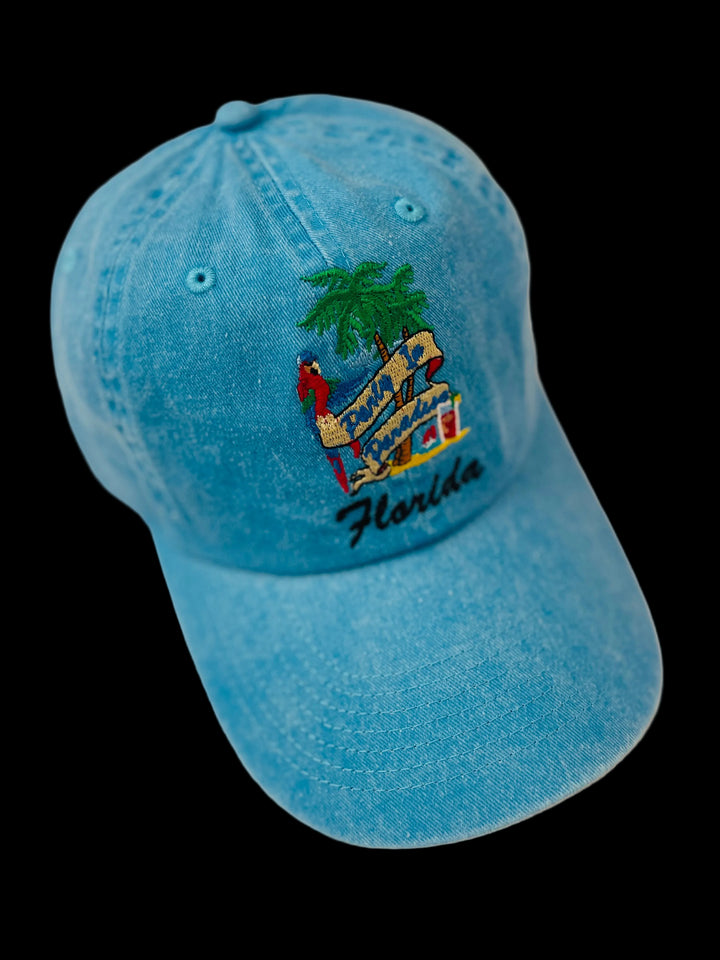 Florida party in Paradise, neon blue hat
