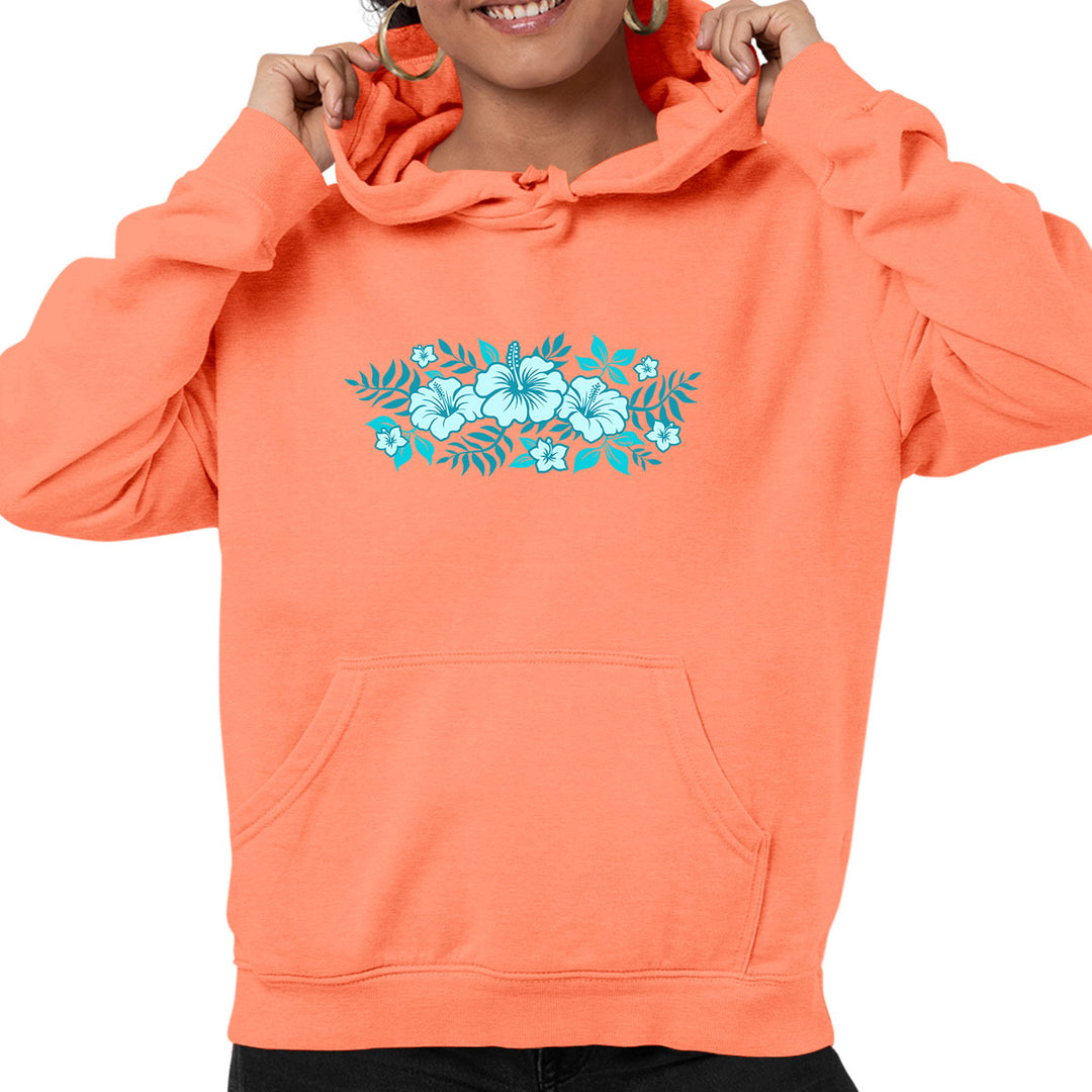 Azul Hibiscus Soft Style Pullover Hoodie Heather Coral