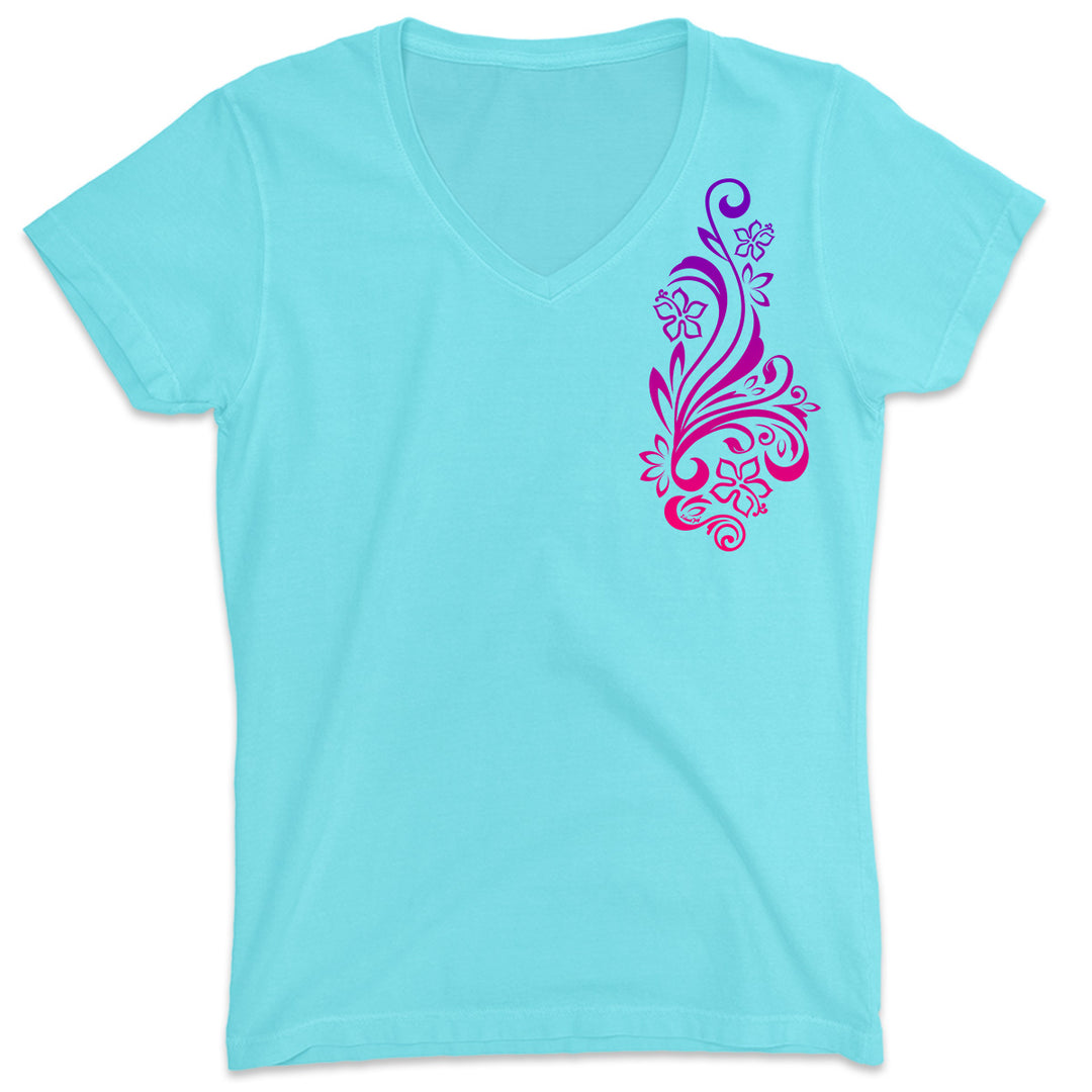 Women's Blank V-Neck T-Shirt AquaWomen's Kauwela Pau'ole V-Neck T-Shirt Light Pink