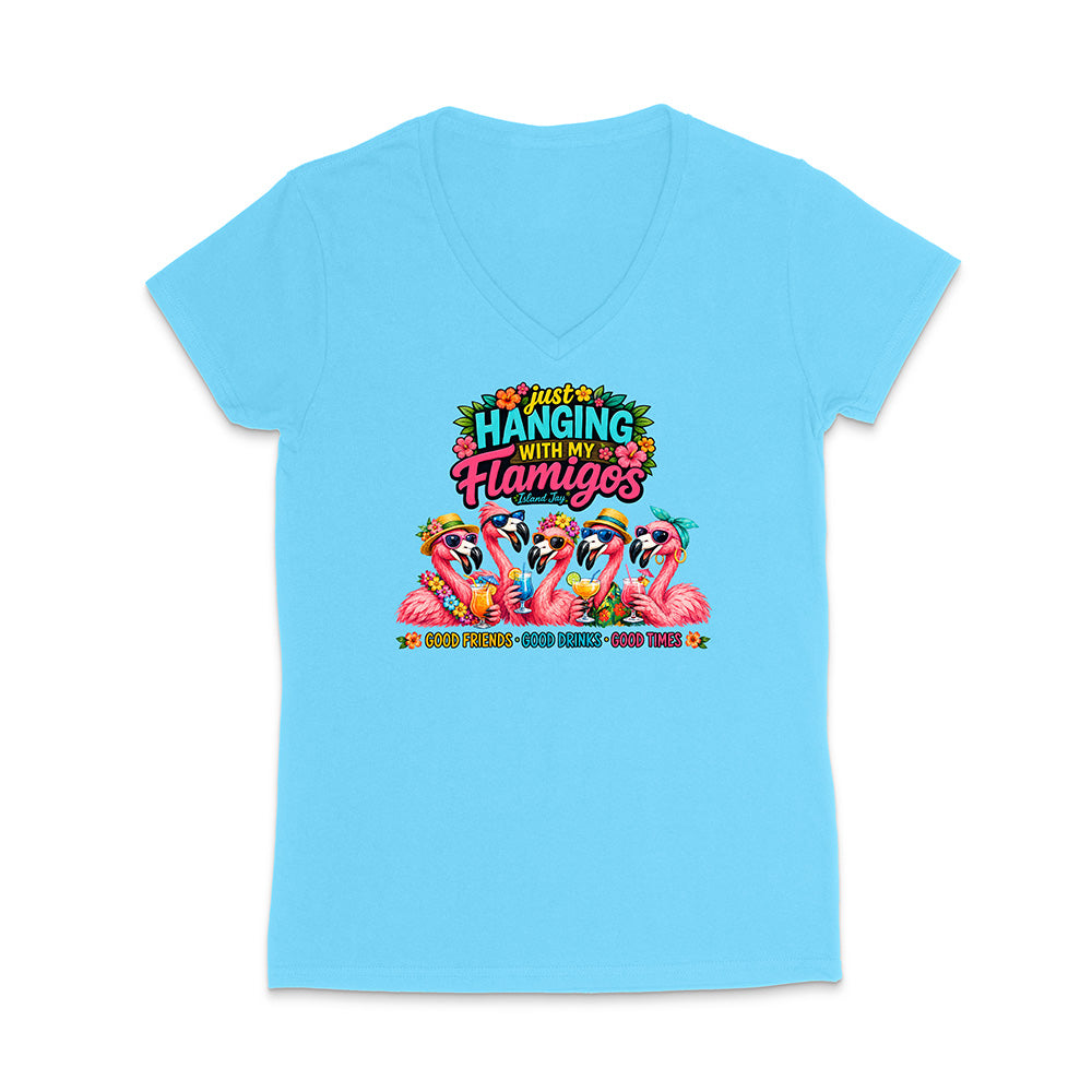 Hanging With My Flamigos V-Neck T-Shirt