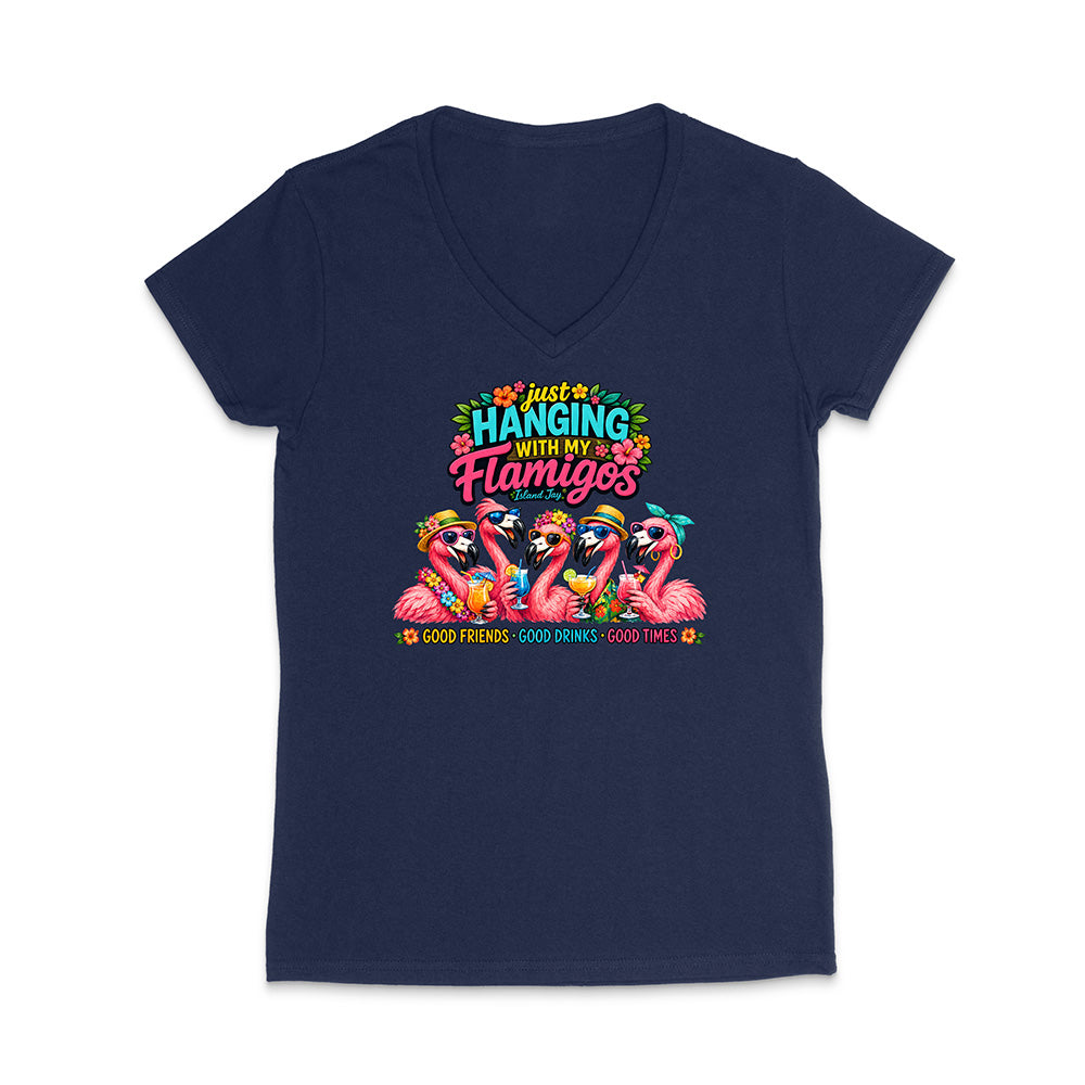 Hanging With My Flamigos V-Neck T-Shirt