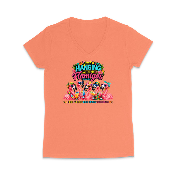 Hanging With My Flamigos V-Neck T-Shirt