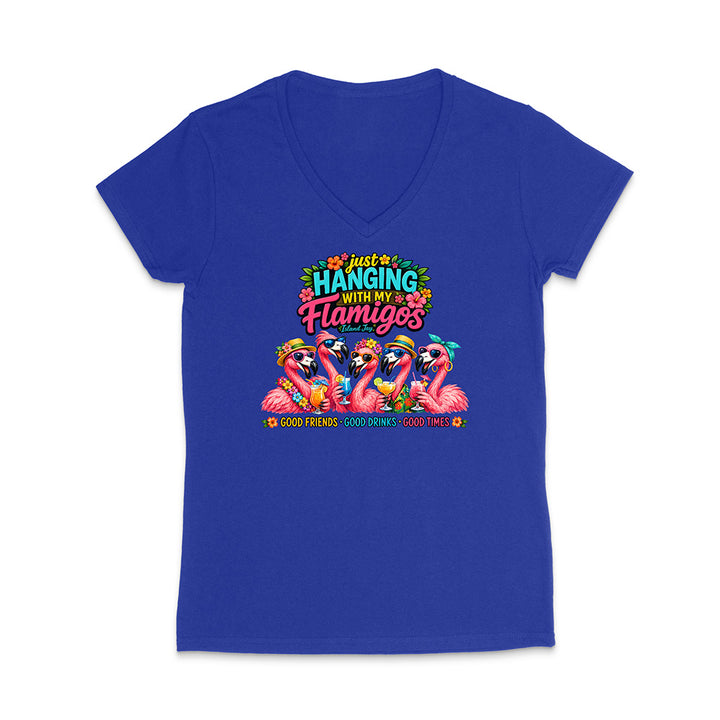 Hanging With My Flamigos V-Neck T-Shirt