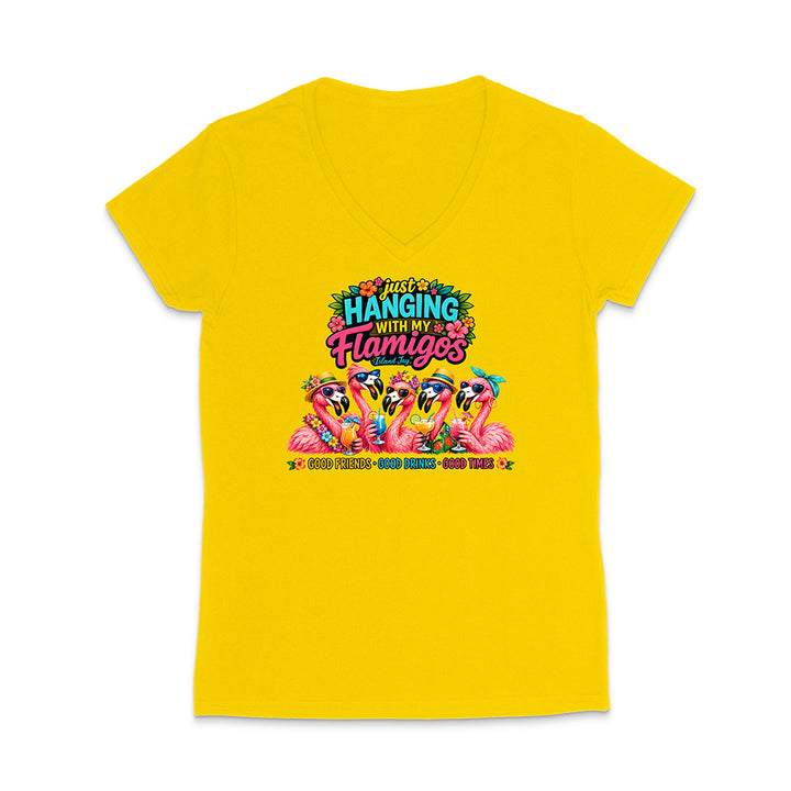 Hanging With My Flamigos V-Neck T-Shirt