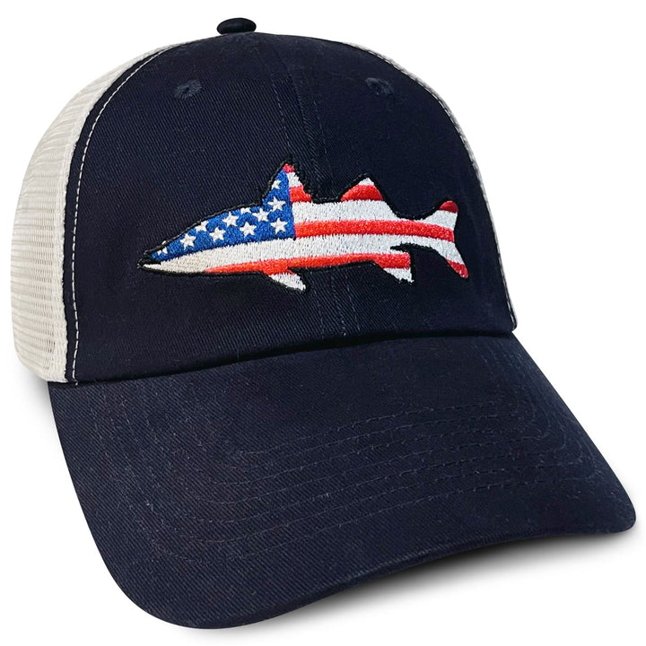 Tuna USA Flag Embroidered Mesh Hat Black