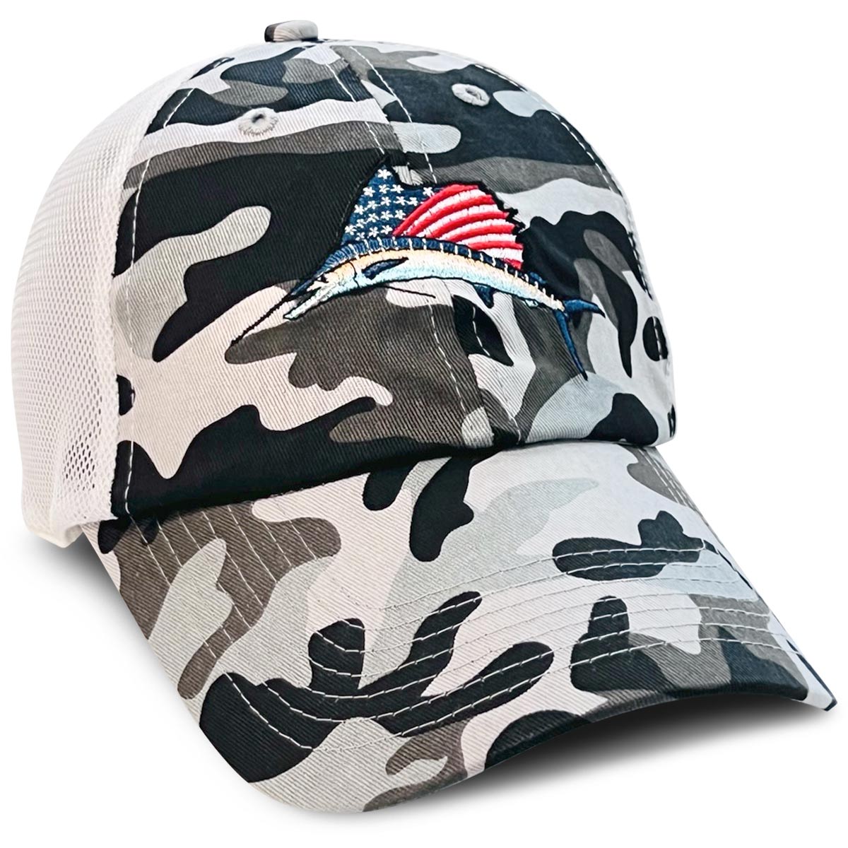 Sailfish USA Flag Embroidered Mesh Hat