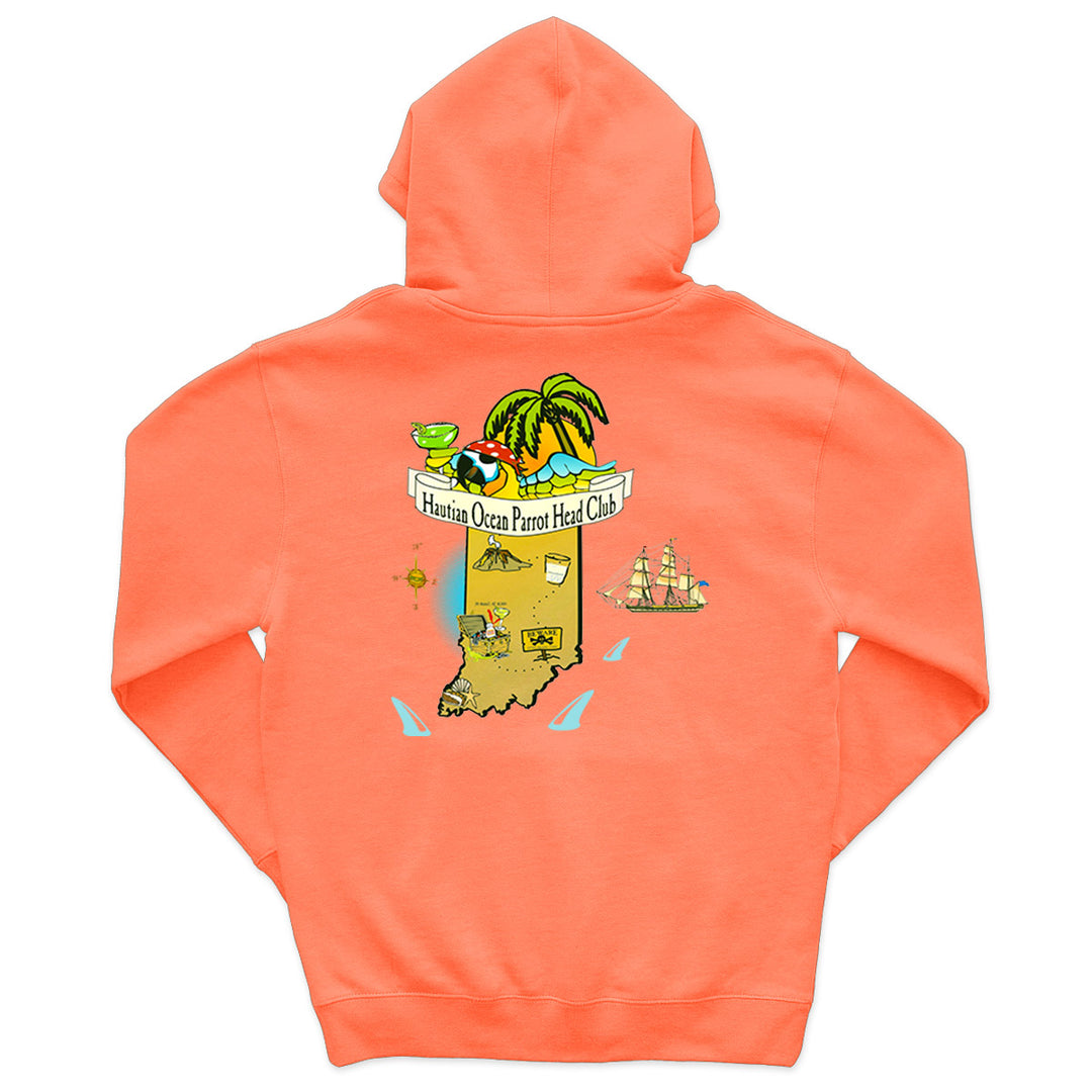 Hautian Ocean Parrot Head Club Soft Style Pullover Hoodie Heather Coral