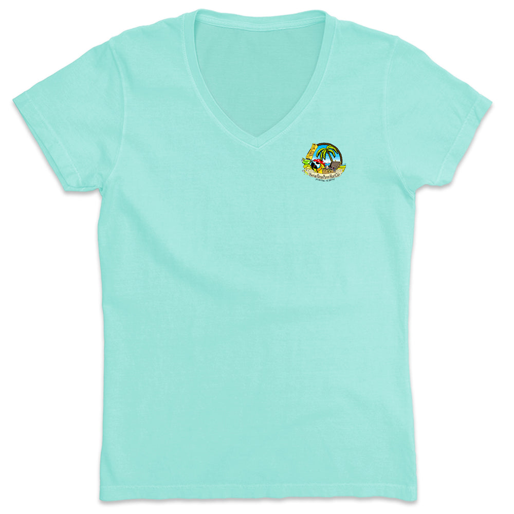 Women's Hautian Ocean Parrot Head Club V-Neck T-Shirt Chill