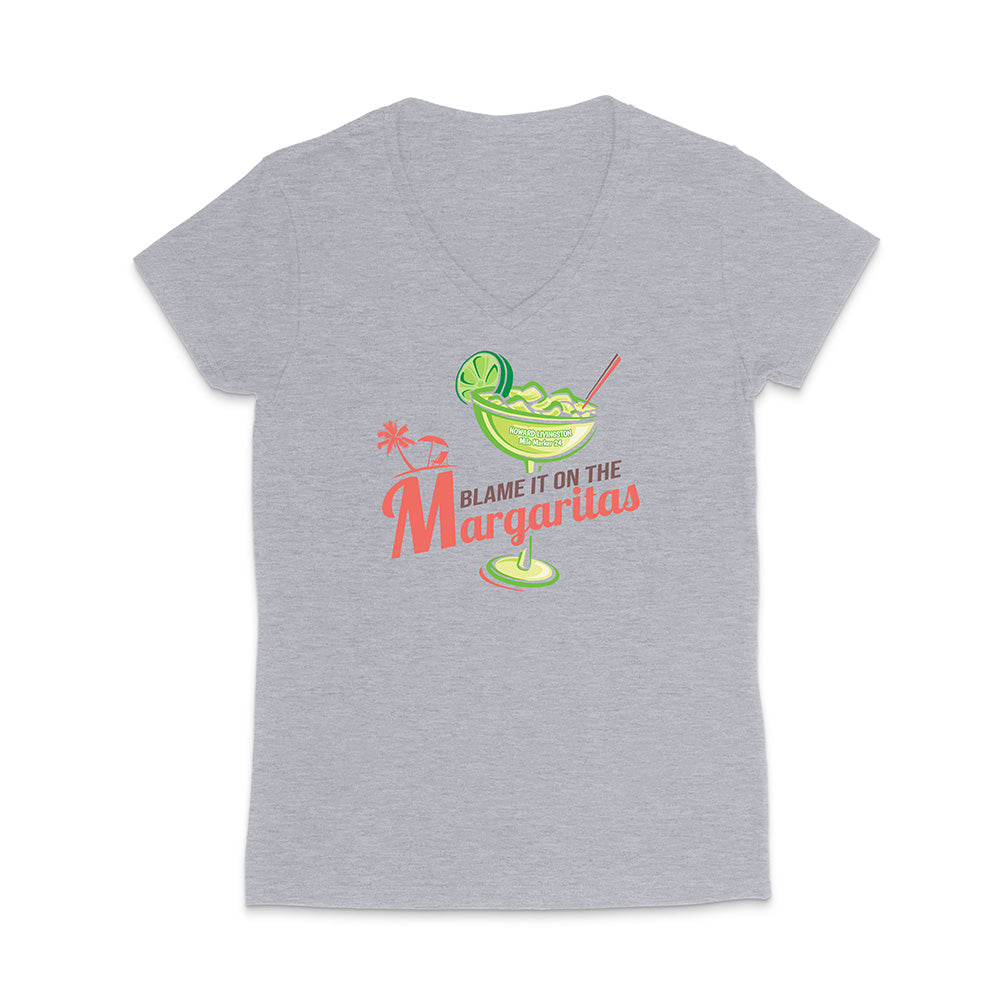 Women's Howard Livingston Blame It On the Margaritas V-Neck T-Shirt Grey