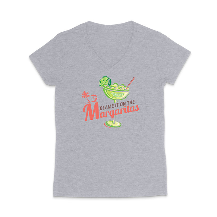 Women's Howard Livingston Blame It On the Margaritas V-Neck T-Shirt Grey
