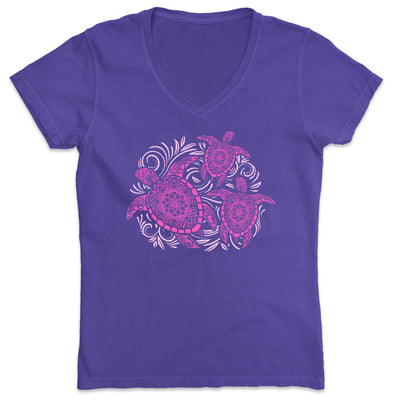 Women's Honu V-Neck T-Shirt Purple