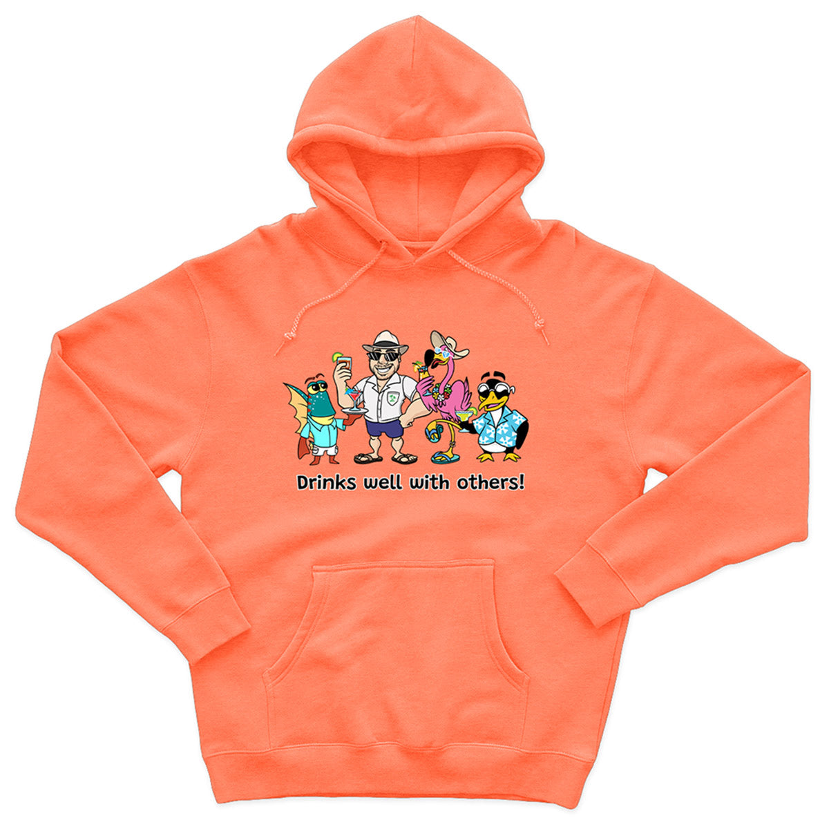 Drinks Well With Other Hoodie with Felicia the Flamingo Coral