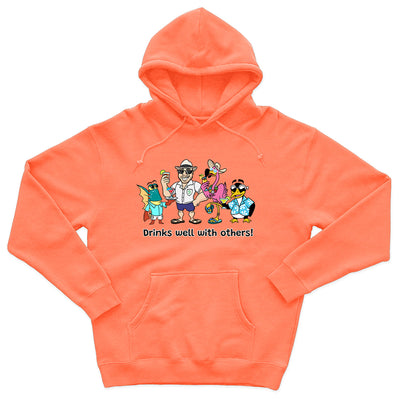 Drinks Well With Other Hoodie with Felicia the Flamingo Coral