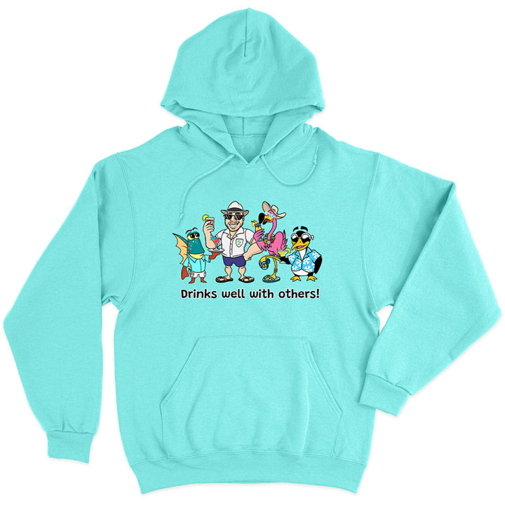 Drinks Well With Other Hoodie with Felicia the Flamingo  Scuba Blue