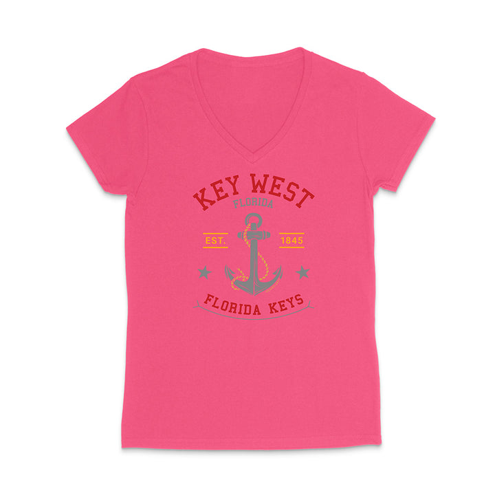 Pink t-shirt with 'Key West Florida Keys' design on a white background