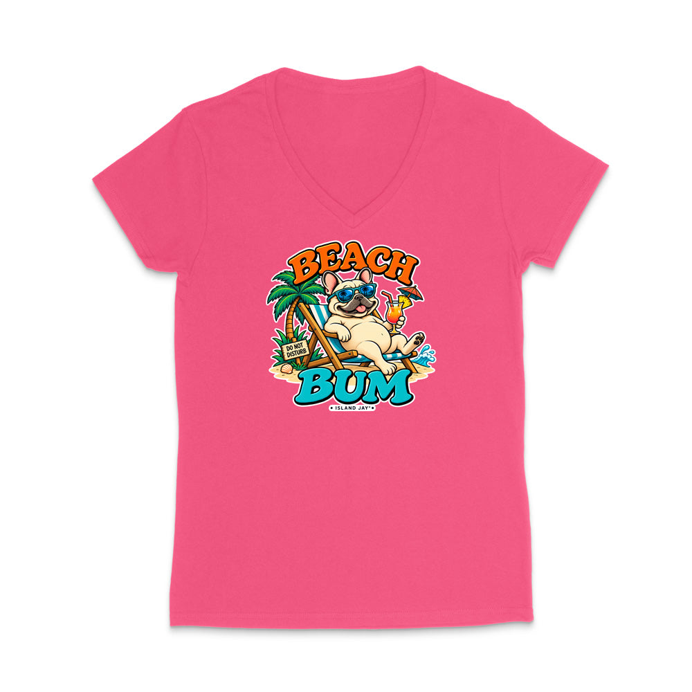 Beach Bum Dog WOMEN'S V-Neck T-Shirt