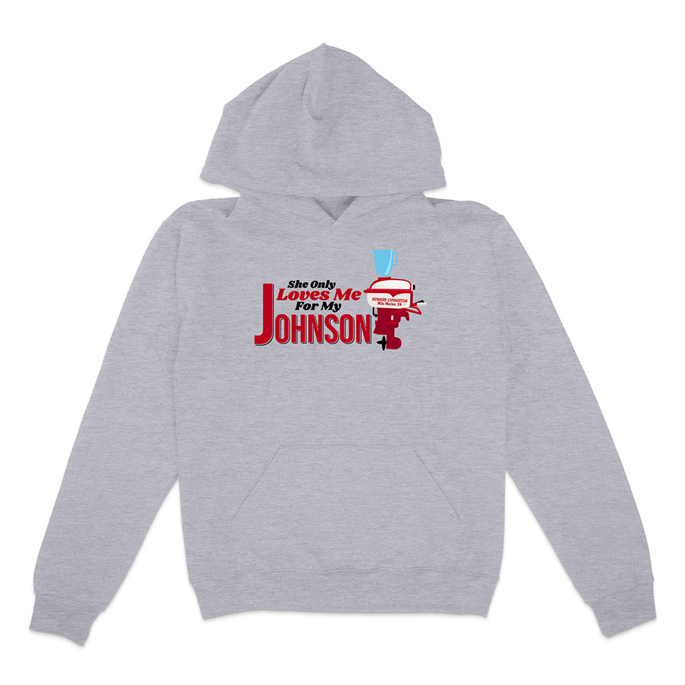 Gray hoodie with a graphic design on a white background