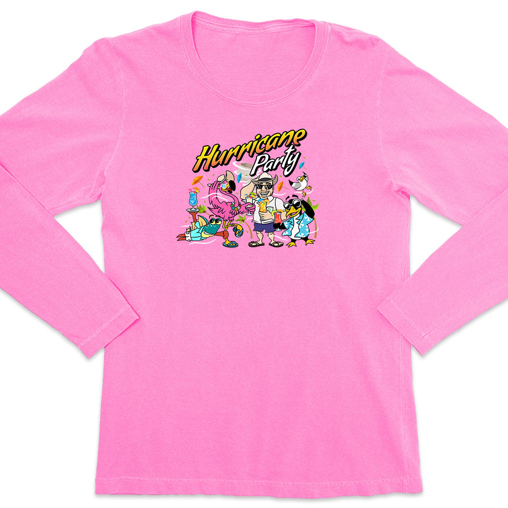 Women's Felicia The Flamingo Hurricane Party Long Sleeve T-Shirt Raspberry