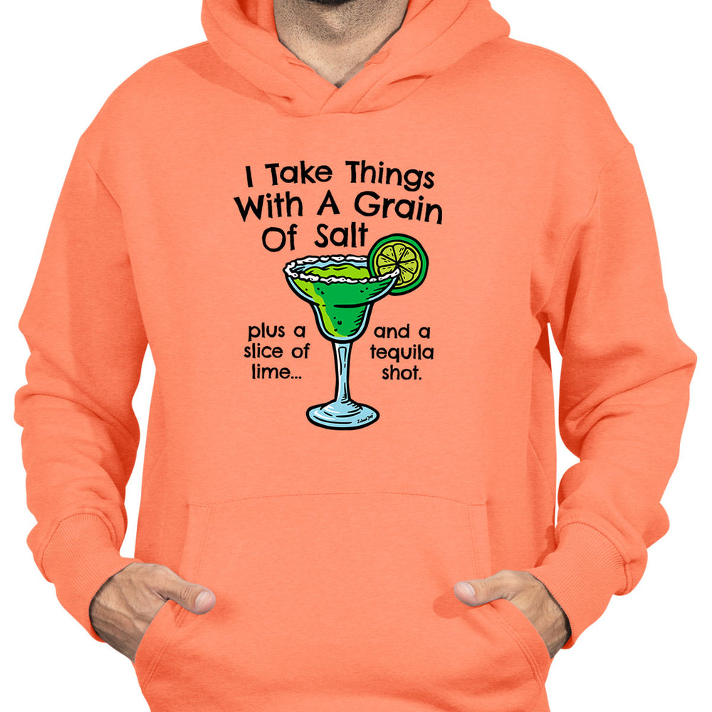 I Take Things With A Grain Of Salt Soft Style Pullover Hoodie Heather Coral